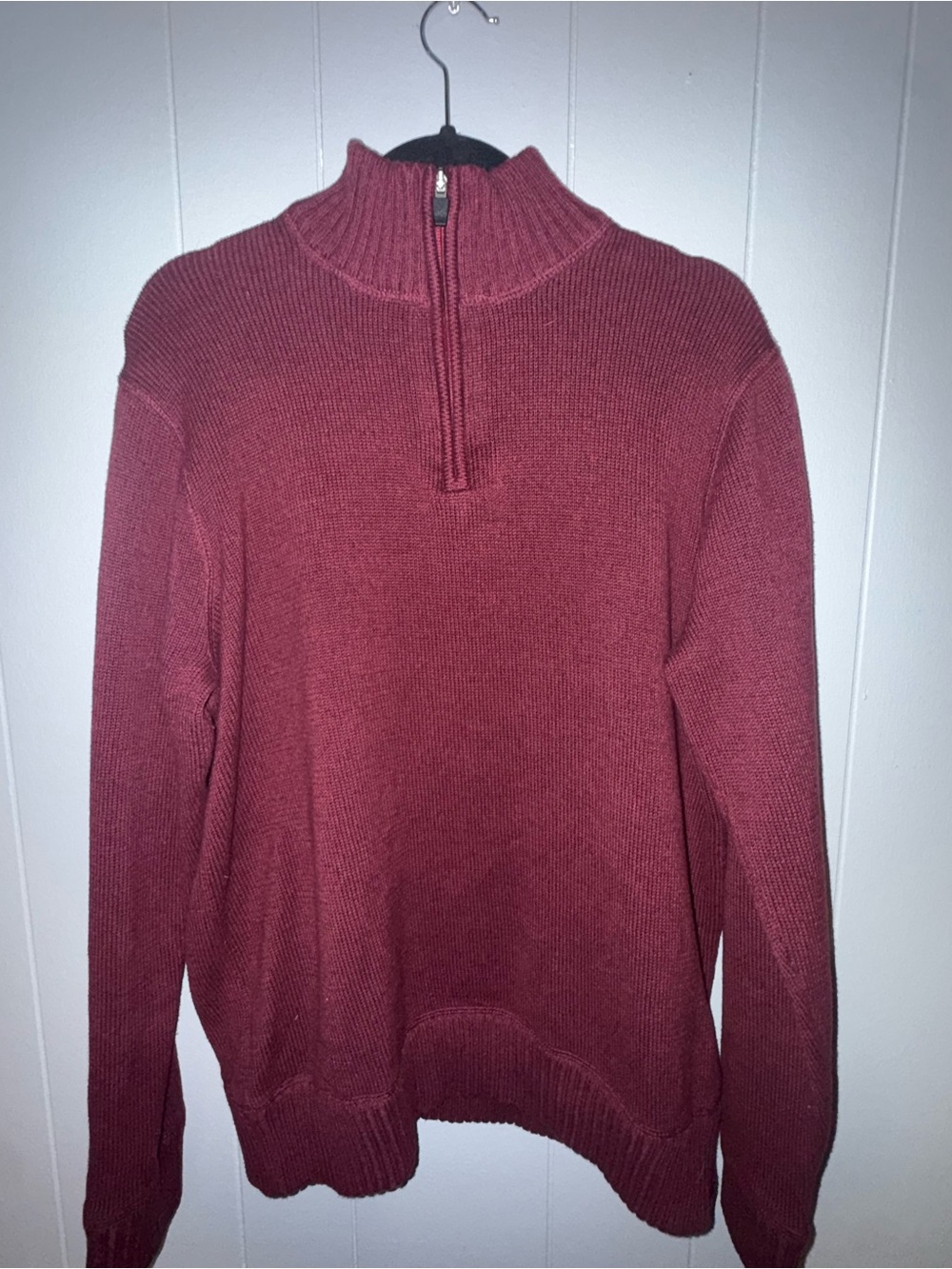 Eddie Bauer Men's Zip Mock Neck Sweater - Burgundy
